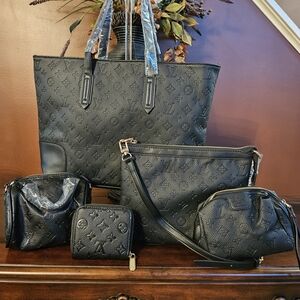 Elegant Black Designer Tote and Accessories Set